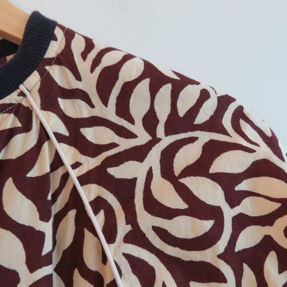 SOEUR Leaf Printed Cotton Bomber Chore Jacket Abstract Minimalist Sz 36 / US S - Picture 5 of 15